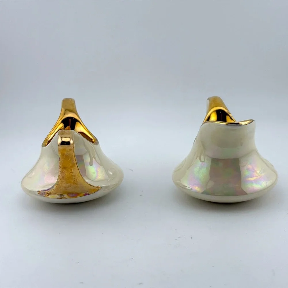 Pearl China Co Vintage Iridescent Lusterware 22KT Gold Creamer Sugar Bowl Set